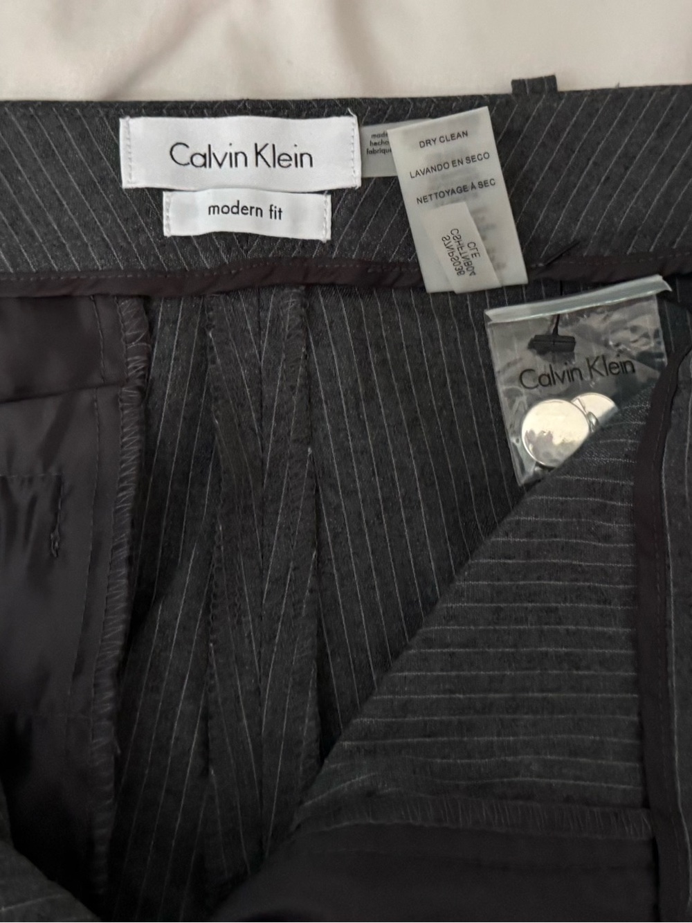 Calvin Klein NWT Gray Pinstripe Modern Fit Dress Pants Size 10